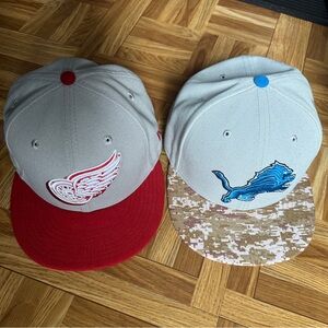 New Era 7-3/8 Detroit Red Wings  and Detroit Lions Flat brim hats
